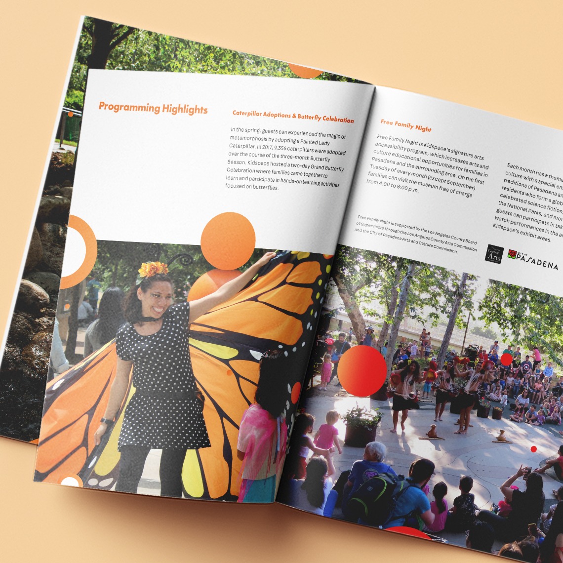 Kidspace Annual Report Programming Highlights Spread designed by Kilter