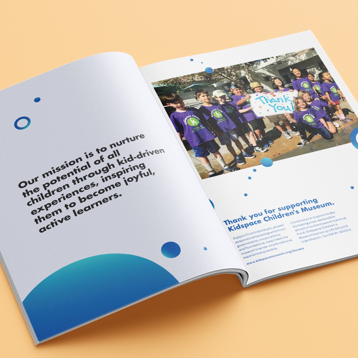 Kidspace Annual Report Our Mission Interior Spread designed by Kilter