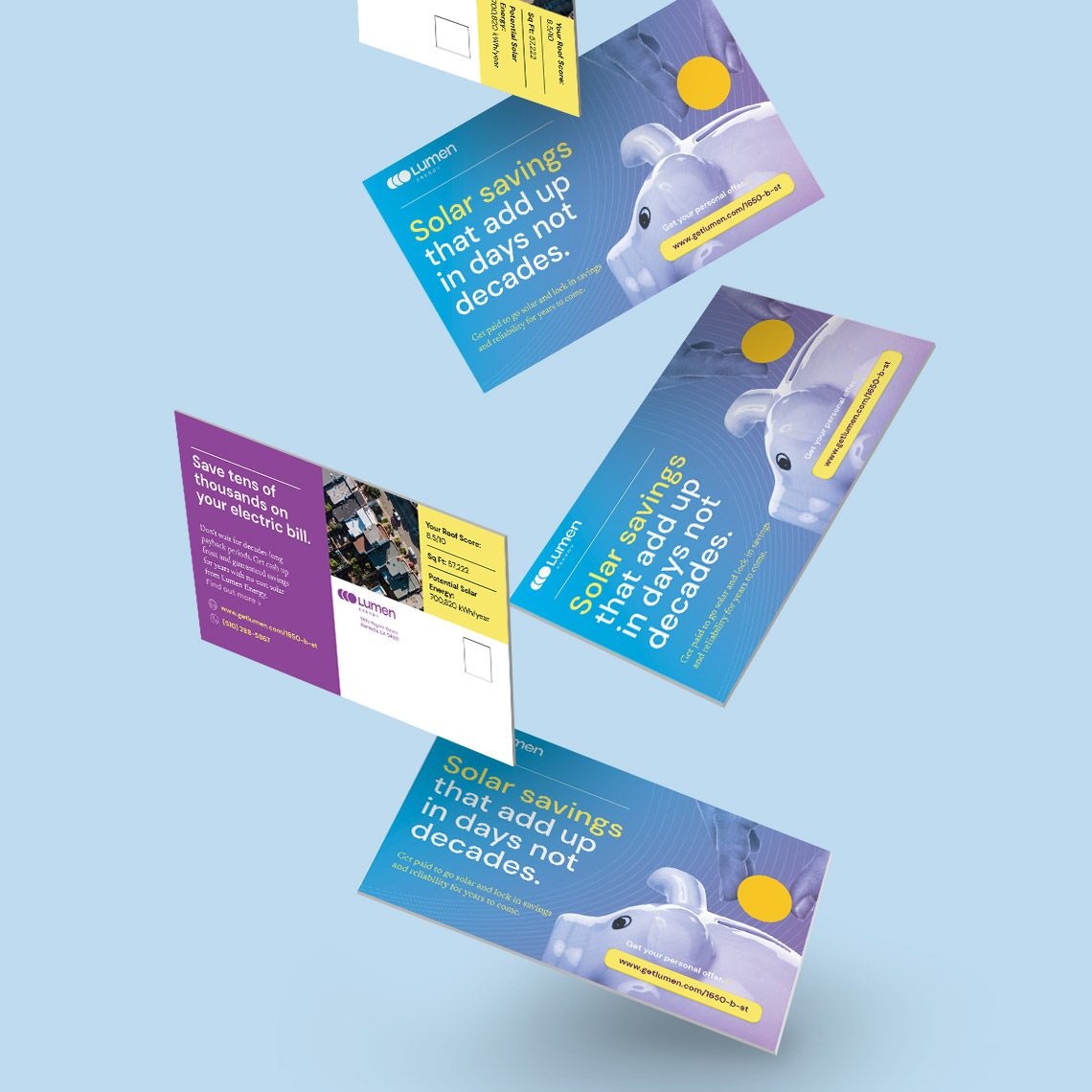 Sales postcard for Lumen Energy designed by Kilter