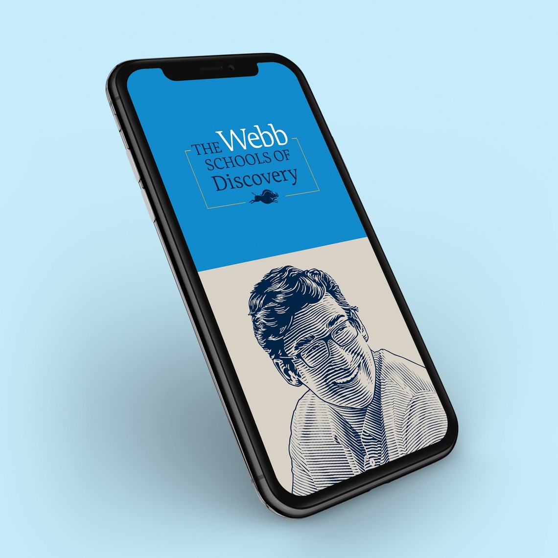 Webb Schools Phone Mockup with Illustration and Design by Kilter
