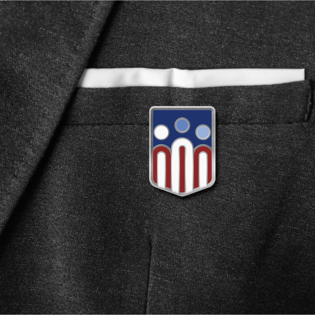 Election Official Legal Defense Network lapel pin designed by Kilter.