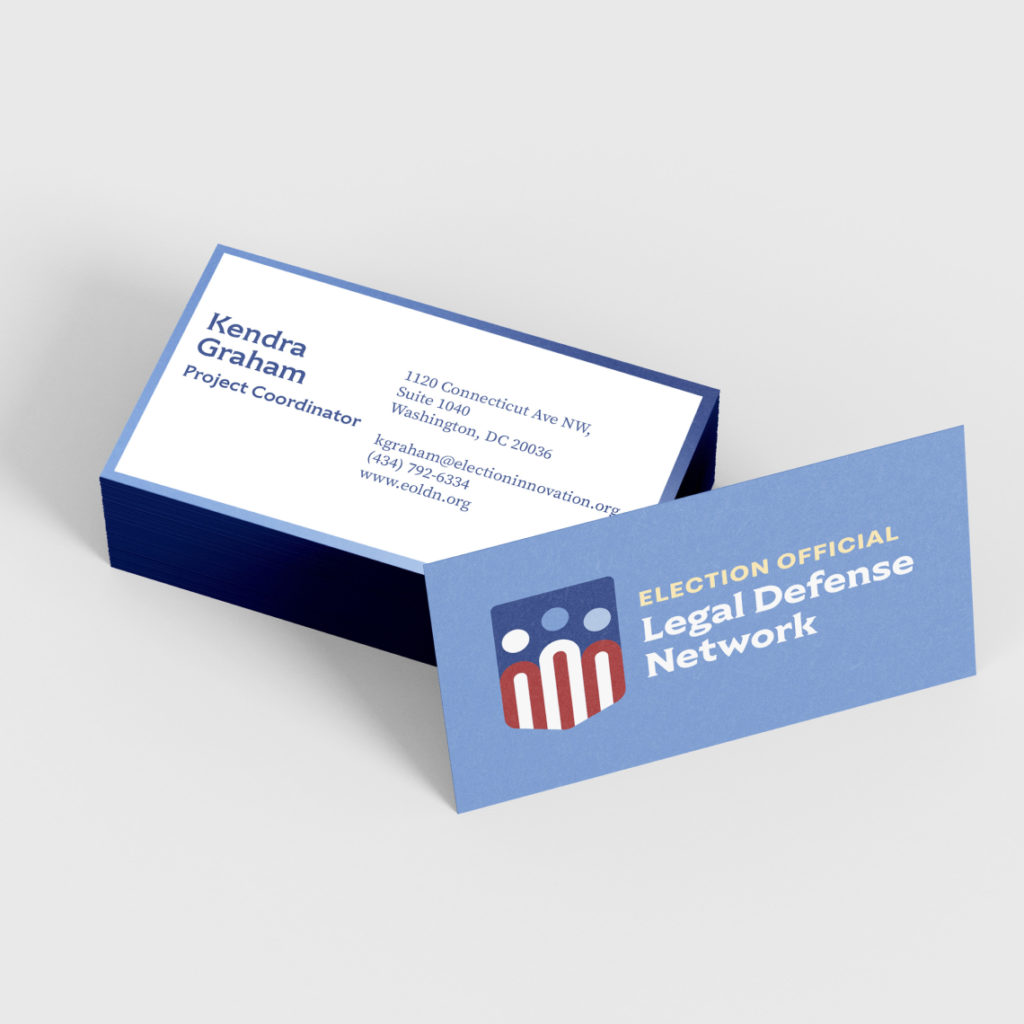 Election Official Legal Defense Network business card designed by Kilter.