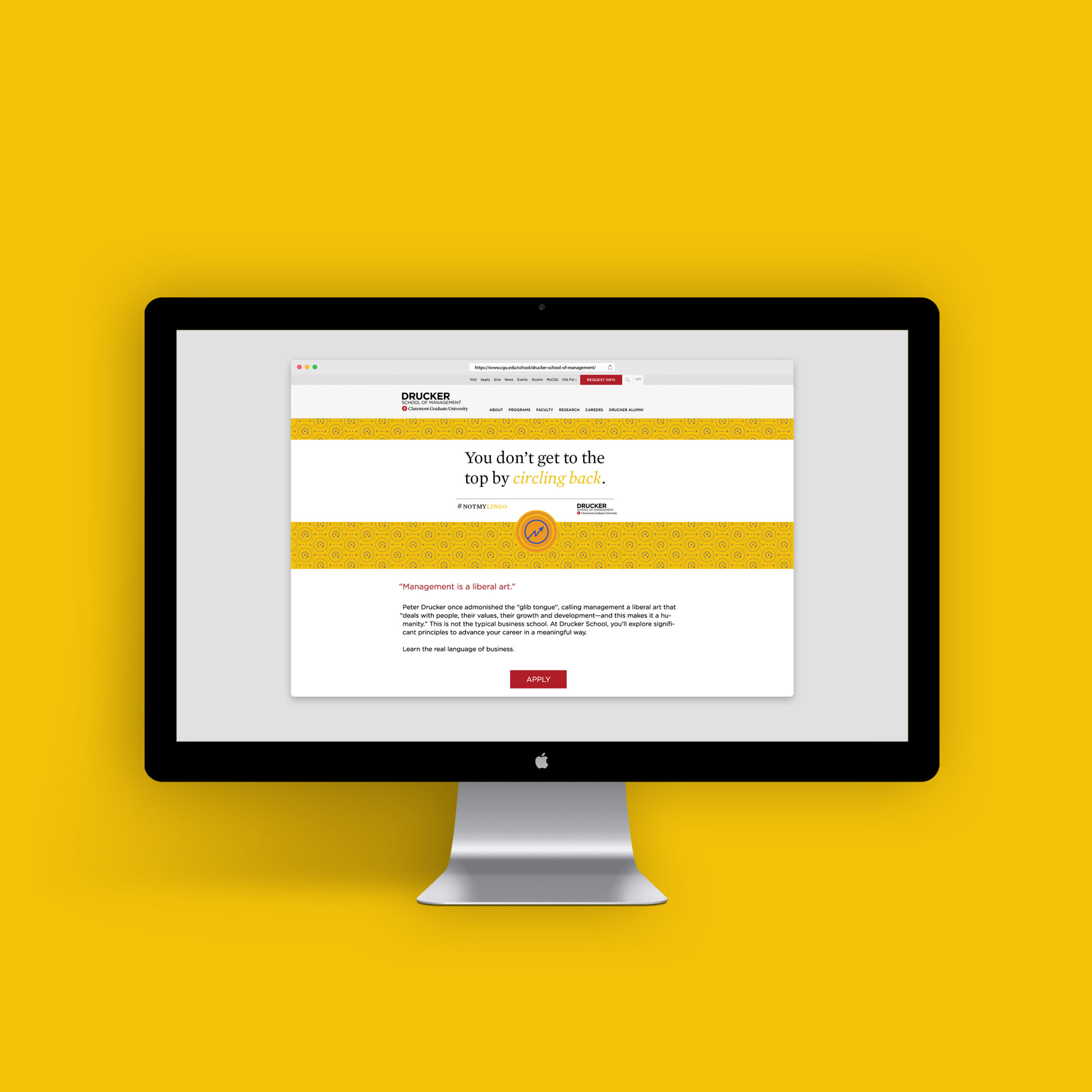 Drucker School of Management Website Desktop Mockup designed by Kilter
