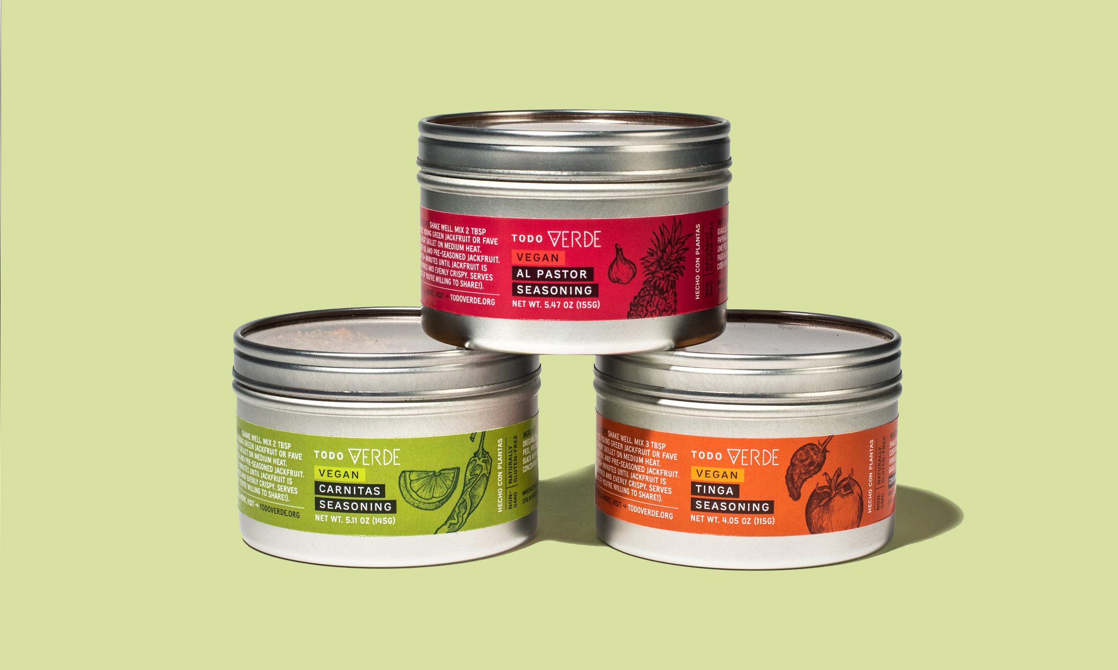 Todo Verde Seasoning Tins with packaging designed by Kilter
