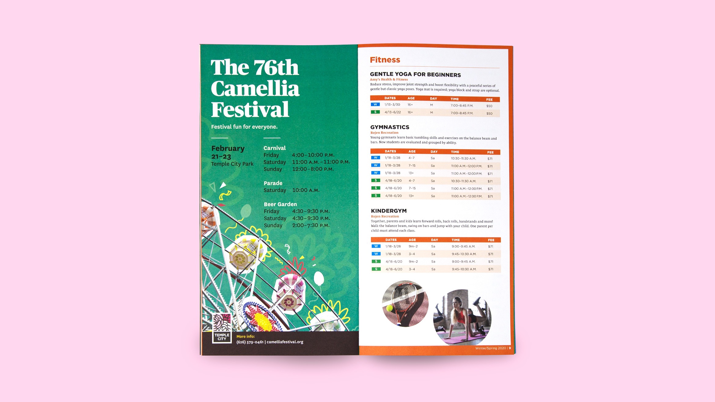 Temple City RecConnect Interior Spread with The 76th Camellia Festival Ad, designed by Kilter