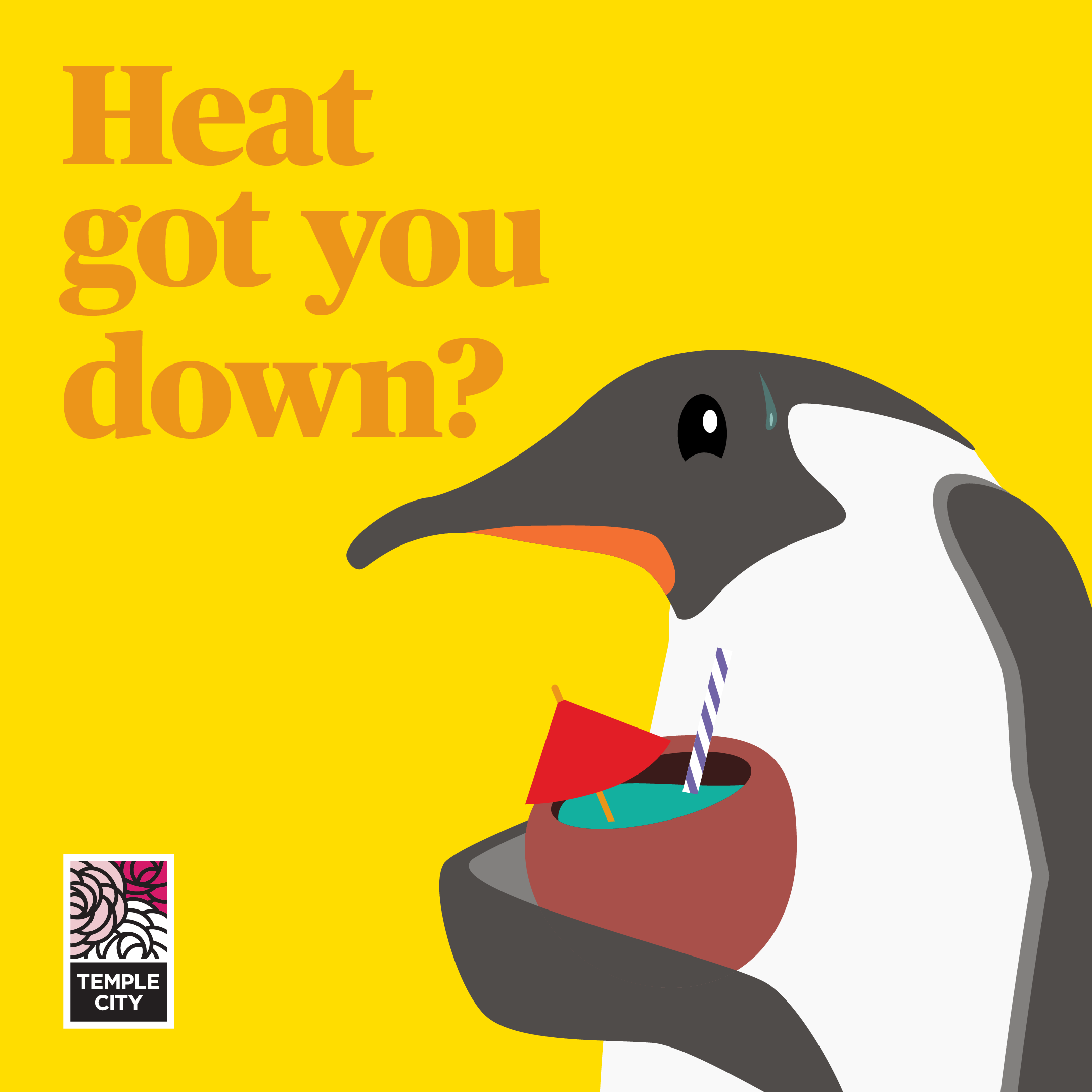Temple City Cooling Center Penguin Graphic designed by Kilter