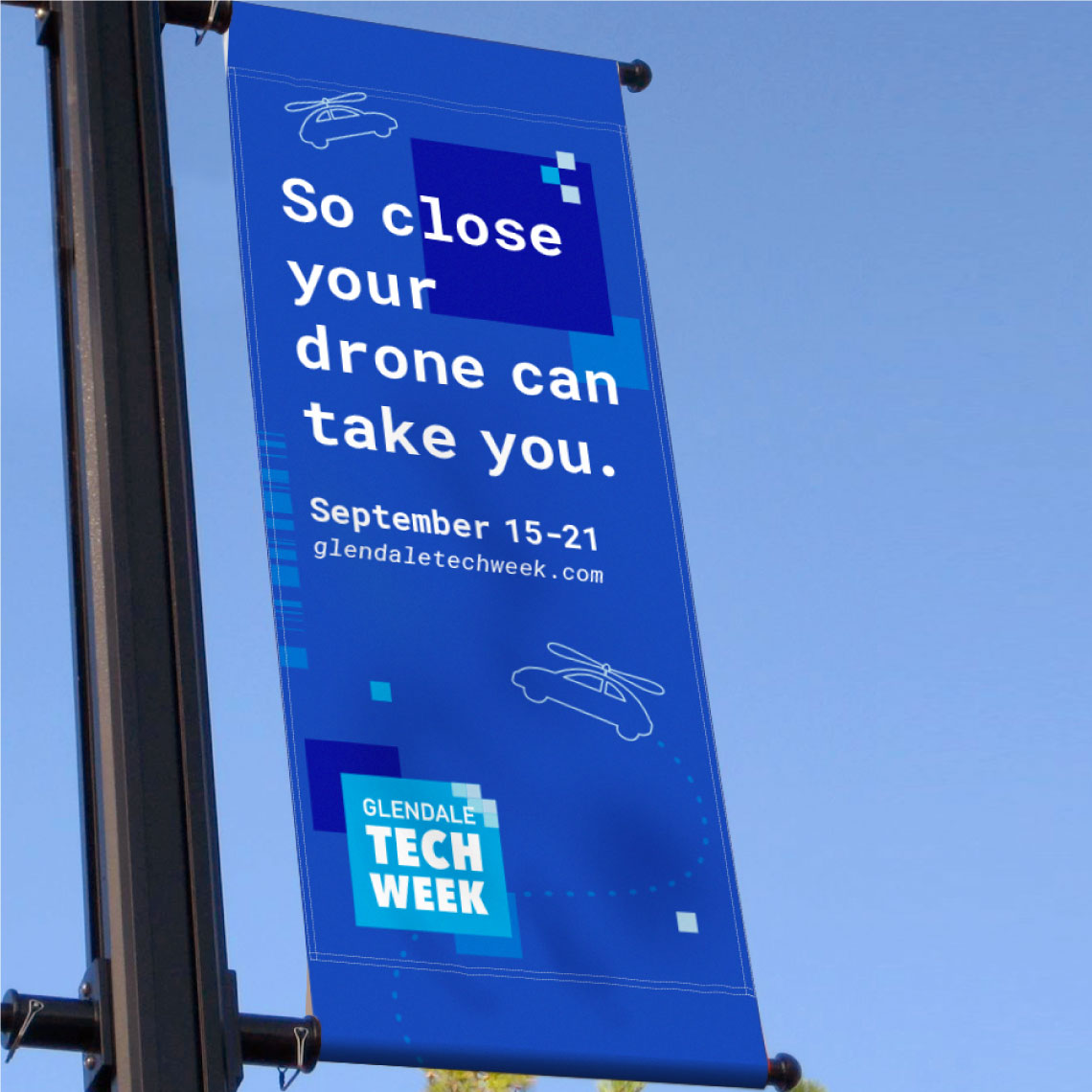 Glendale Tech Week lightpost banner designed by Kilter