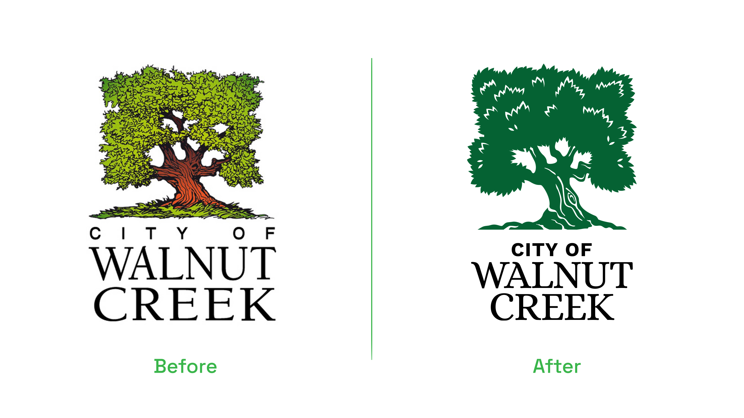 City of Walnut Creek Logo Before and After, designed by Kilter