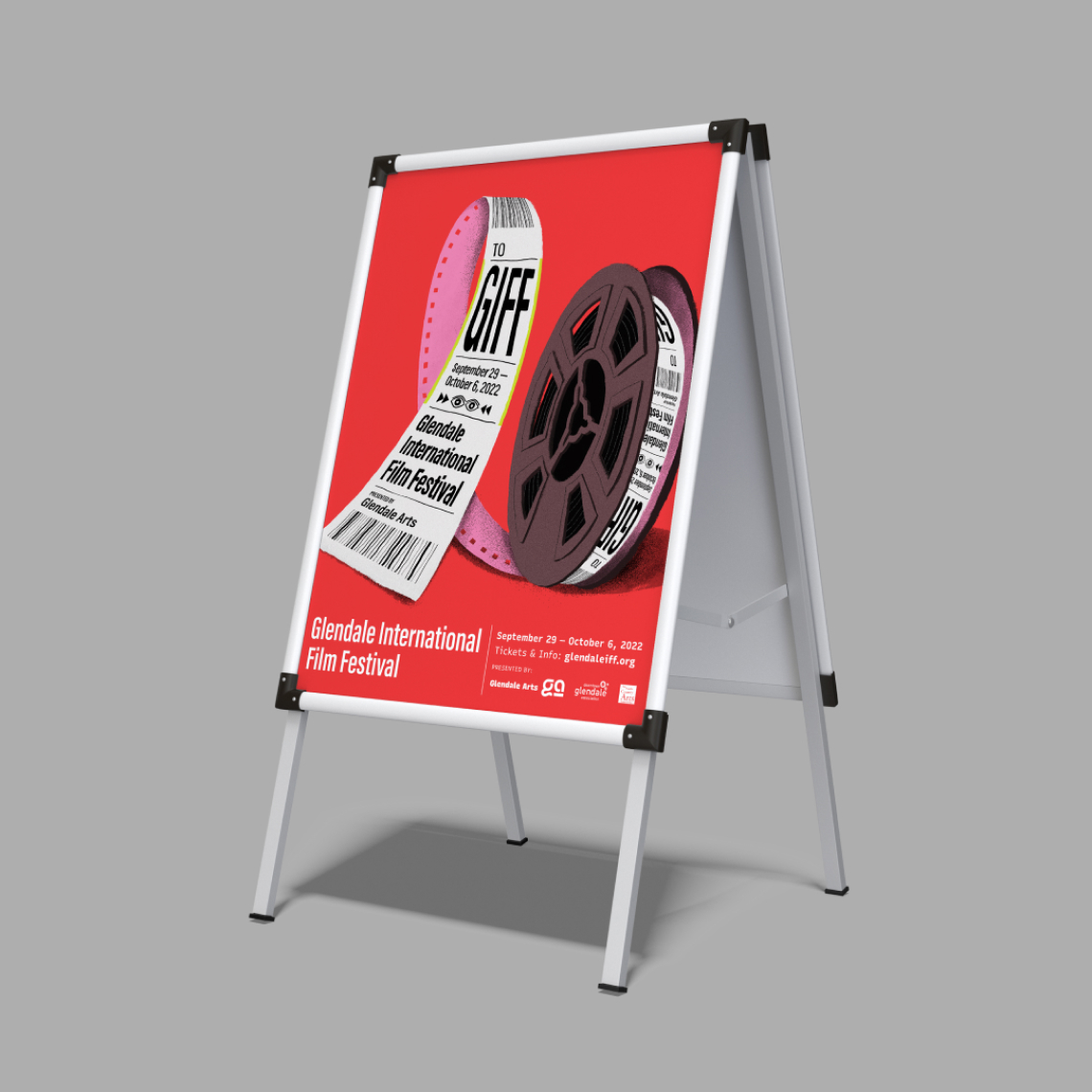 Glendale International Film Festival Instagram Poster on Easel Stand designed by Kilter.