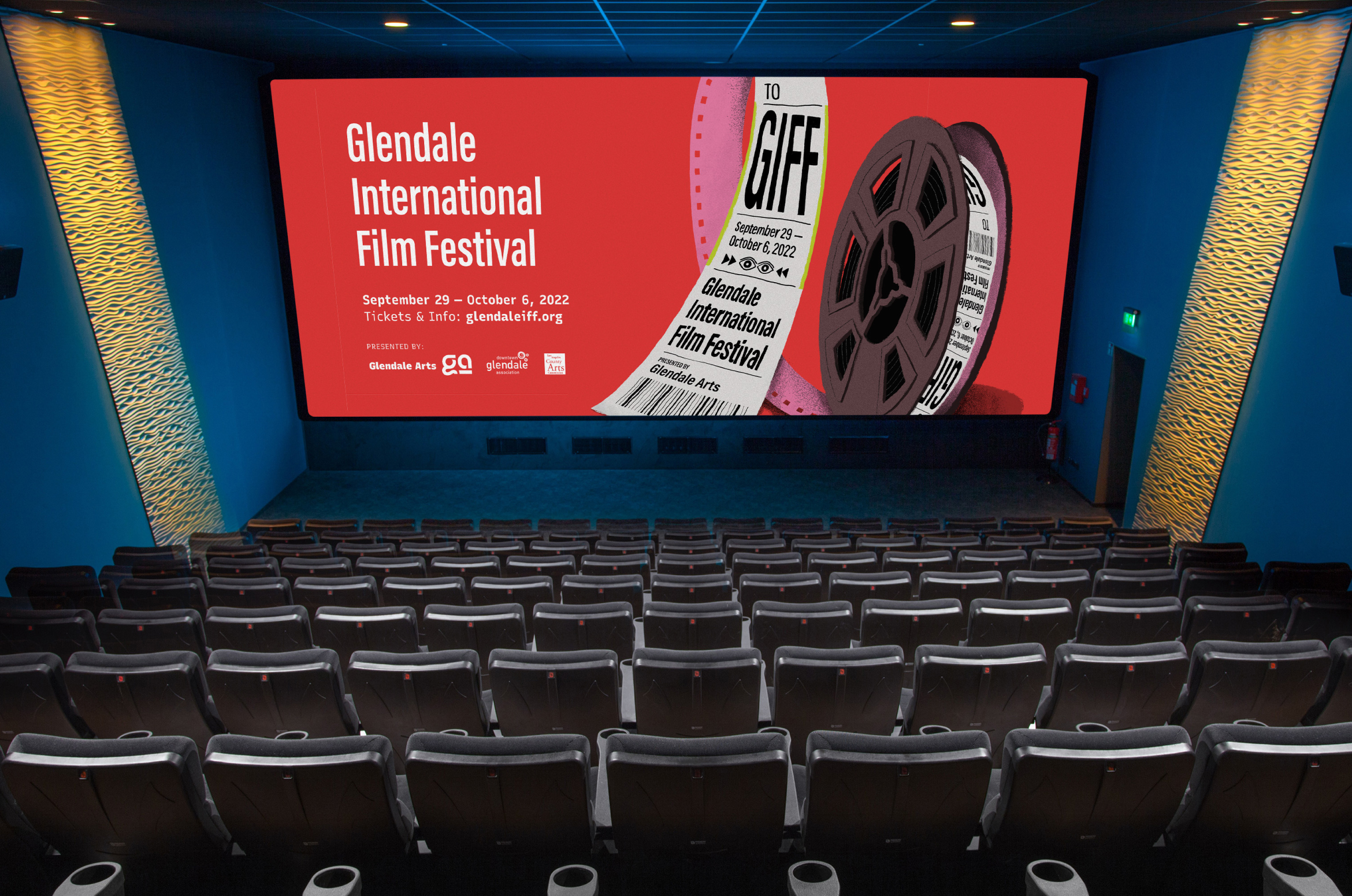 Glendale International Film Festival Big Screen Mockup designed by Kilter.