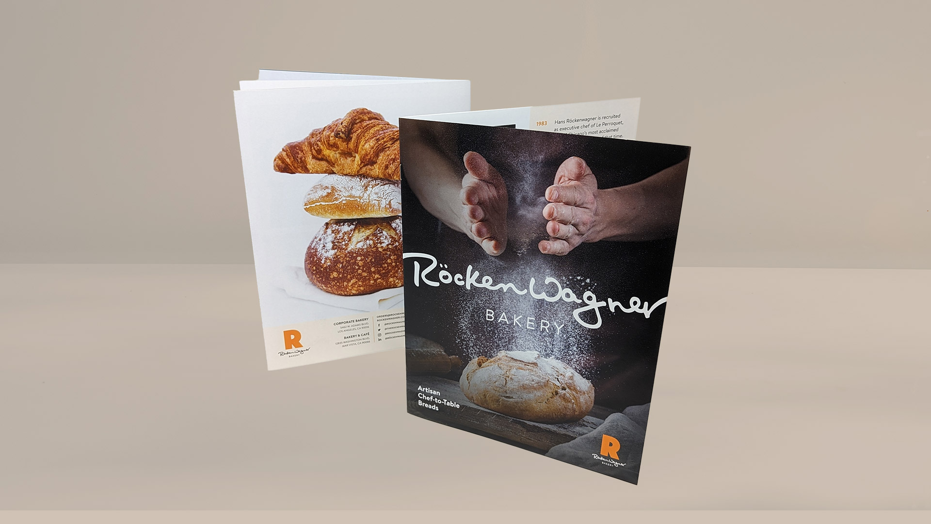 Röckenwagner Bakery Brand Booklet Front & Back Cover designed by Kilter.