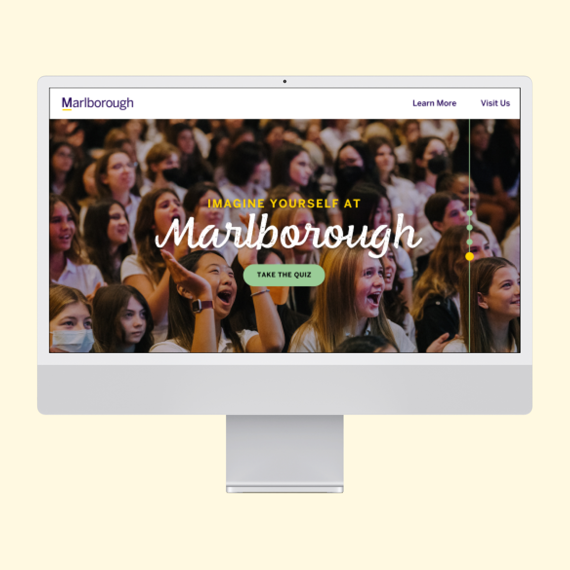 Marlborough Admissions Microsite Homepage Desktop Mockup designed by Kilter.