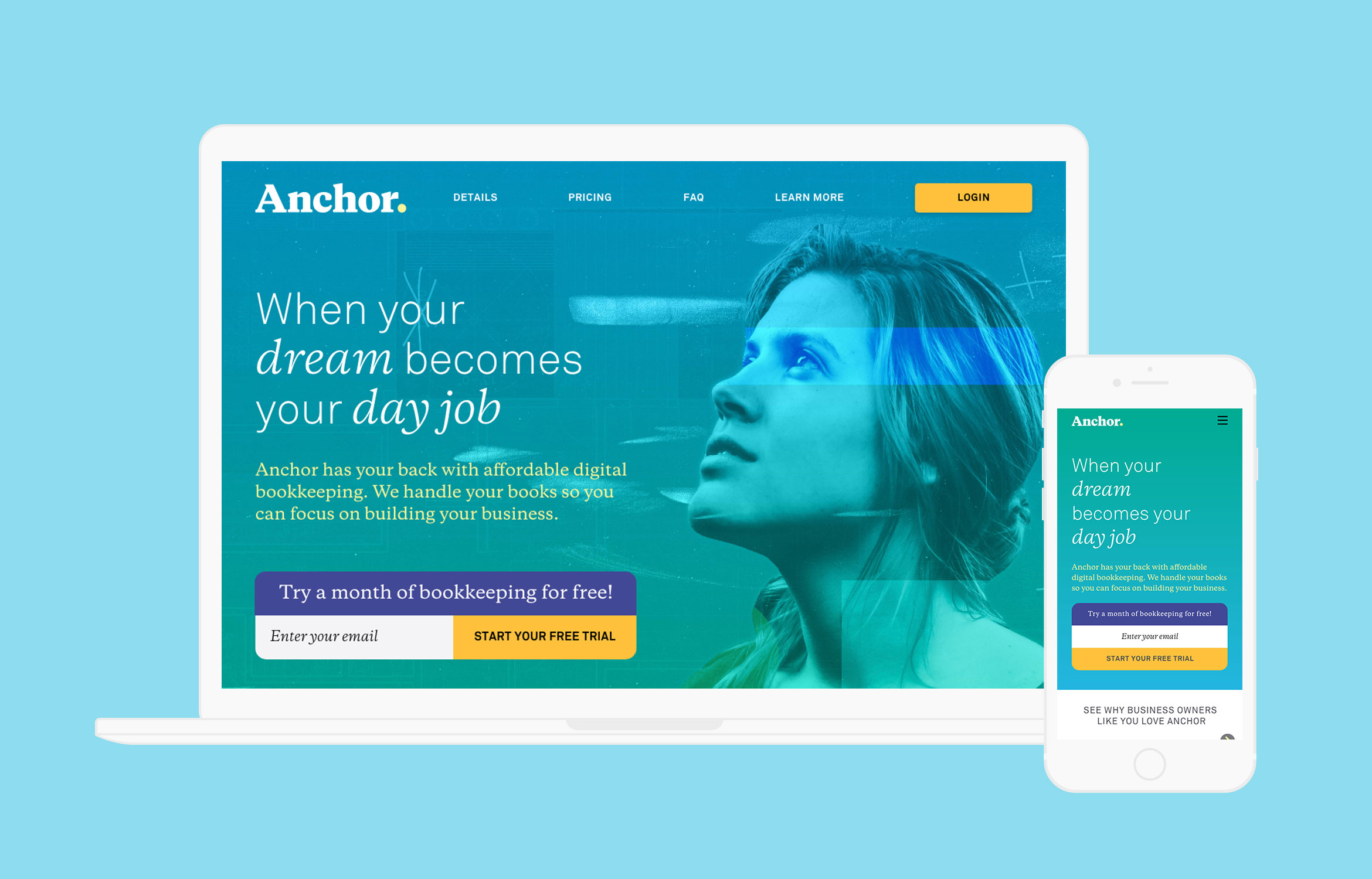 Anchor Green Homepage Desktop & Mobile mockups designed by Kilter