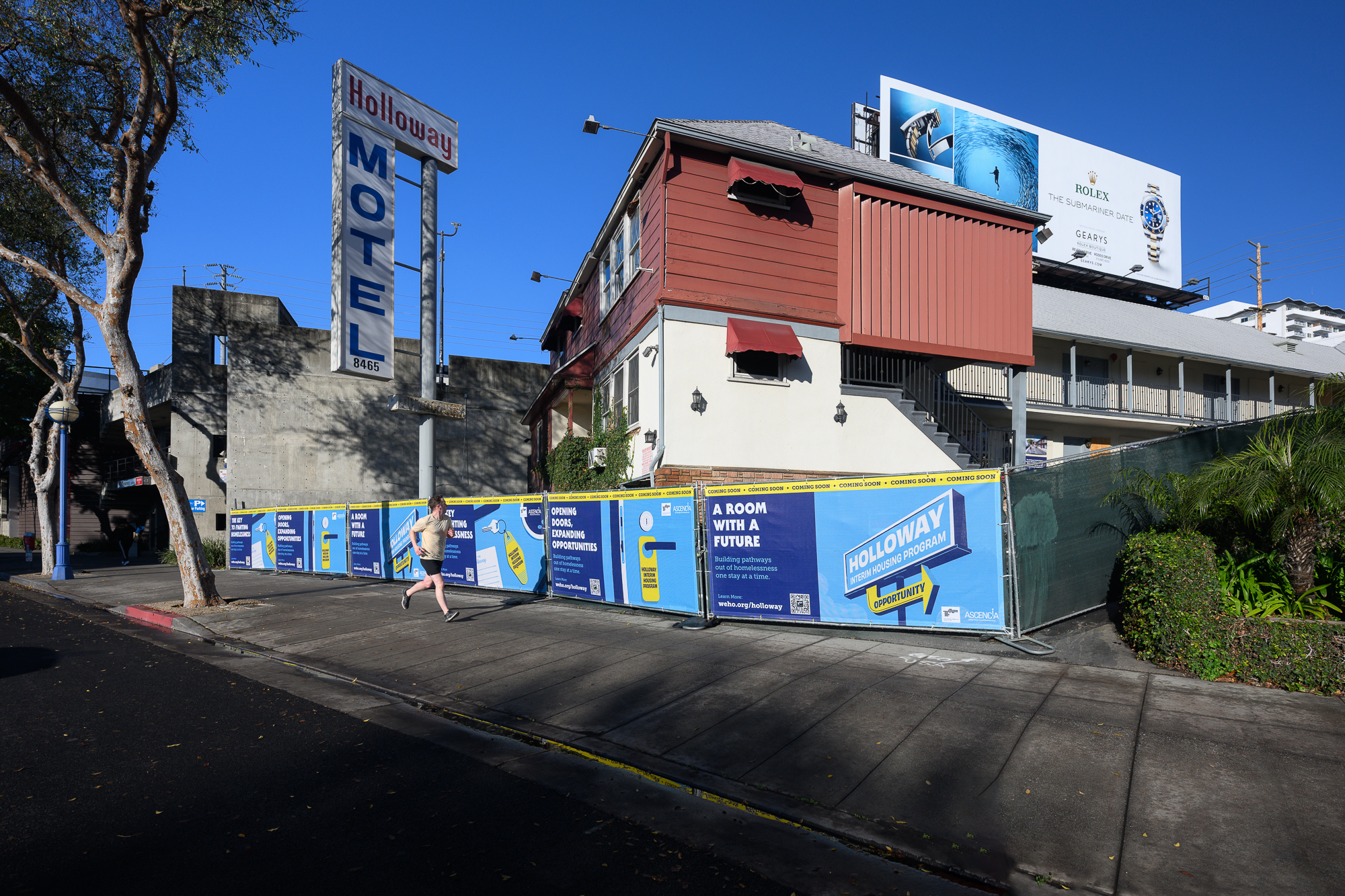 Photograph of Fence Banners from the City of West Hollywood's Holloway Interim Housing Program Campaign designed by Kilter