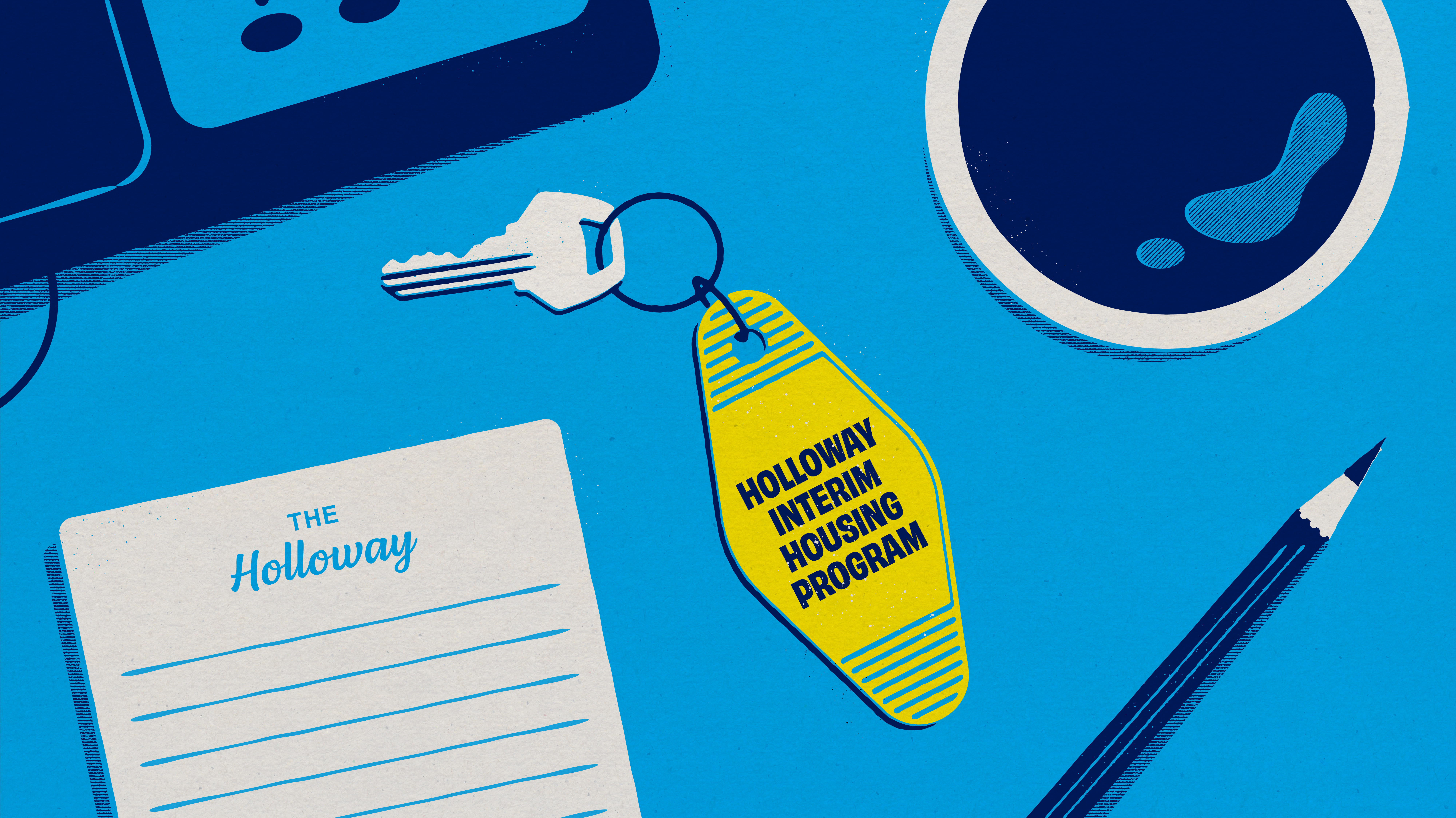 Keychain Key Art from the City of West Hollywood's Holloway Interim Housing Program Campaign designed by Kilter