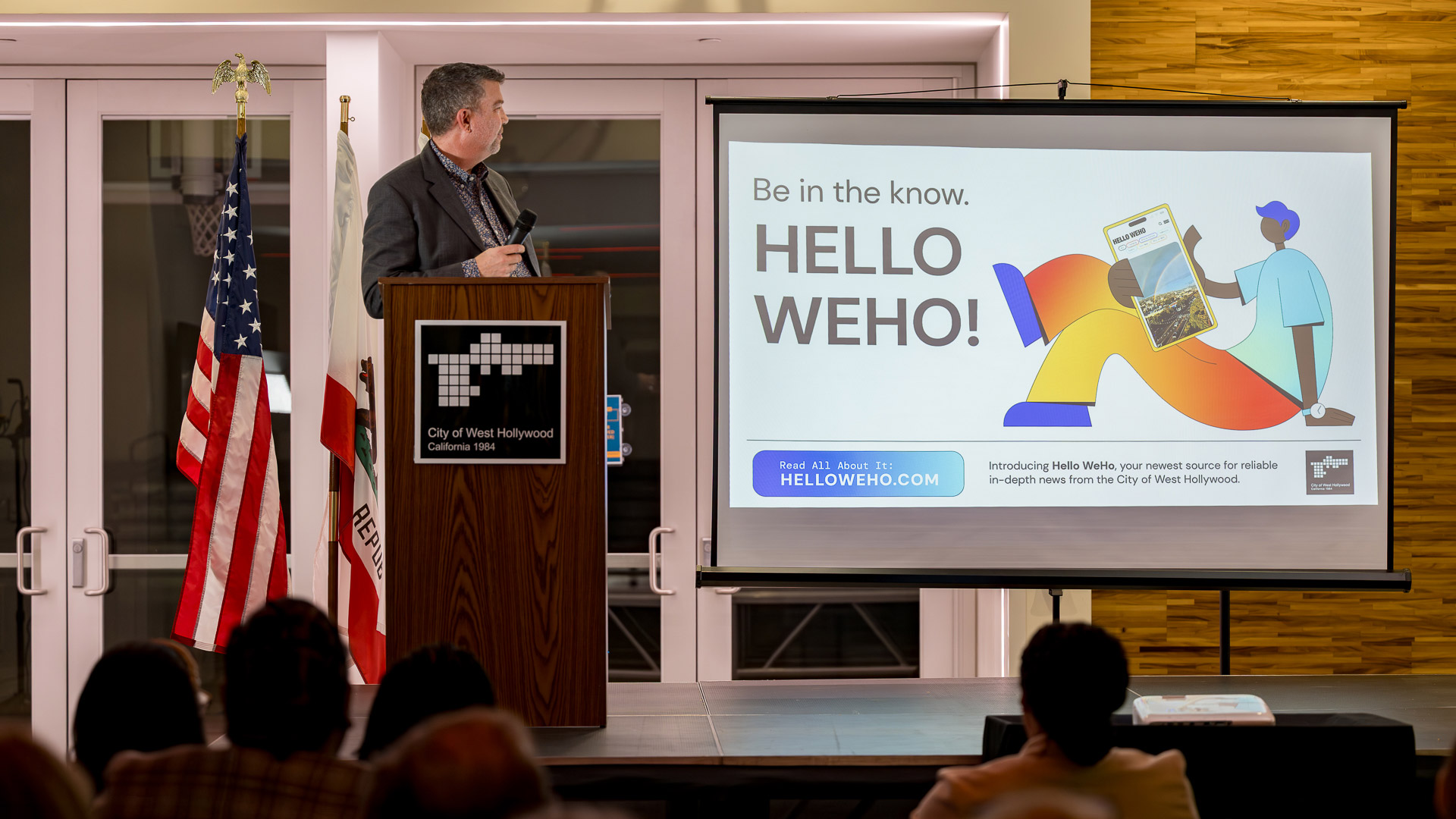 Presentation slide from the Hello WeHo launch campaign for the City of West Hollywood designed by Kilter.