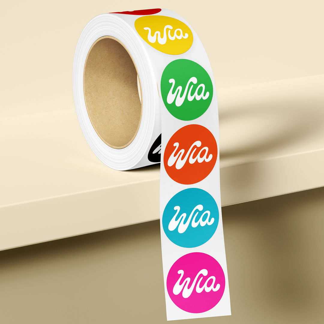 WIA rebrand designed by Kilter, stickers.