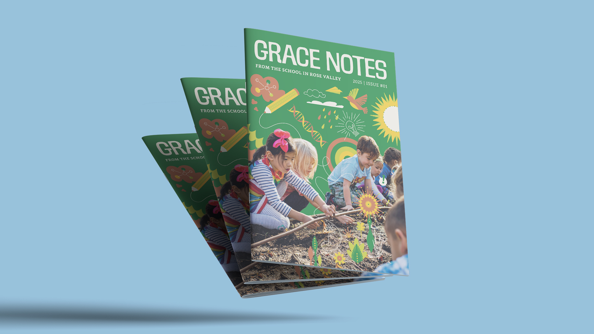 Cover of Issue #1 of Grace Notes, the School in Rose Valley's, alumni magazine, renamed by Kilter. 