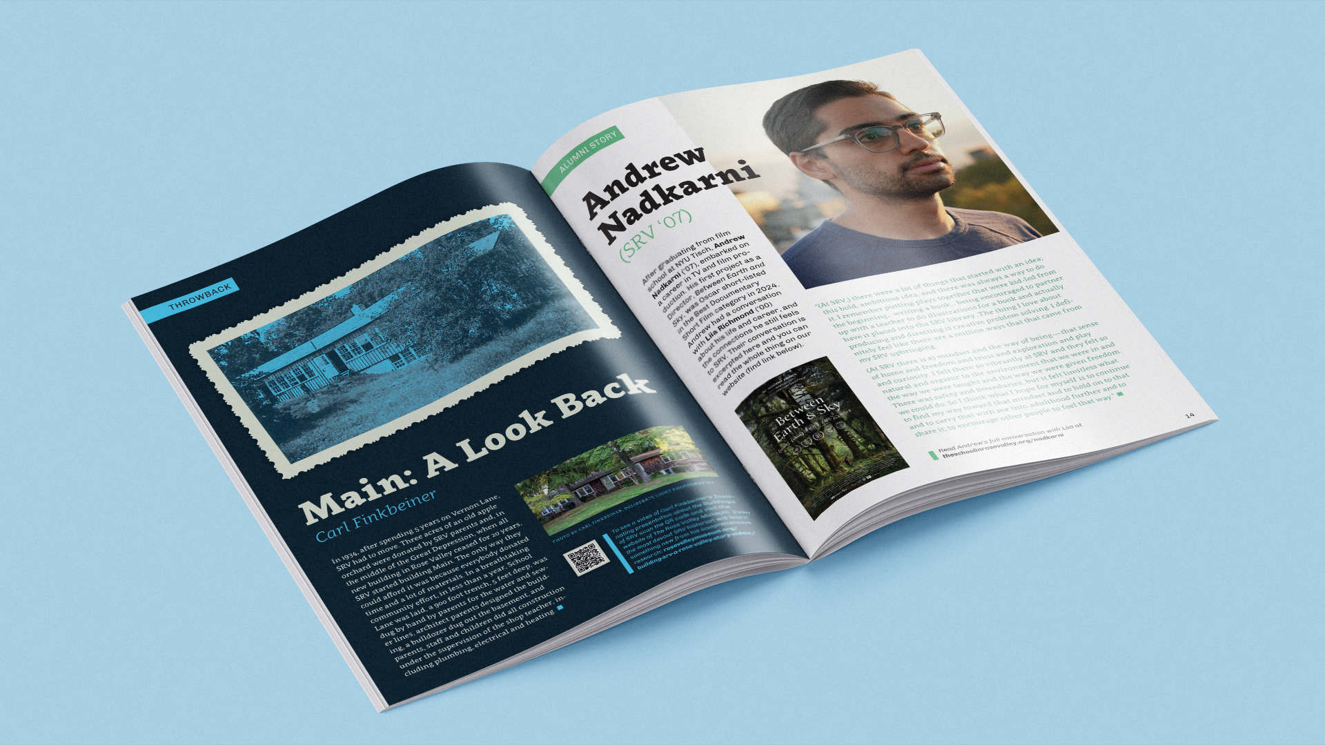 Spread from Issue #1 of Grace Notes, the School in Rose Valley's, alumni magazine, renamed by Kilter. 