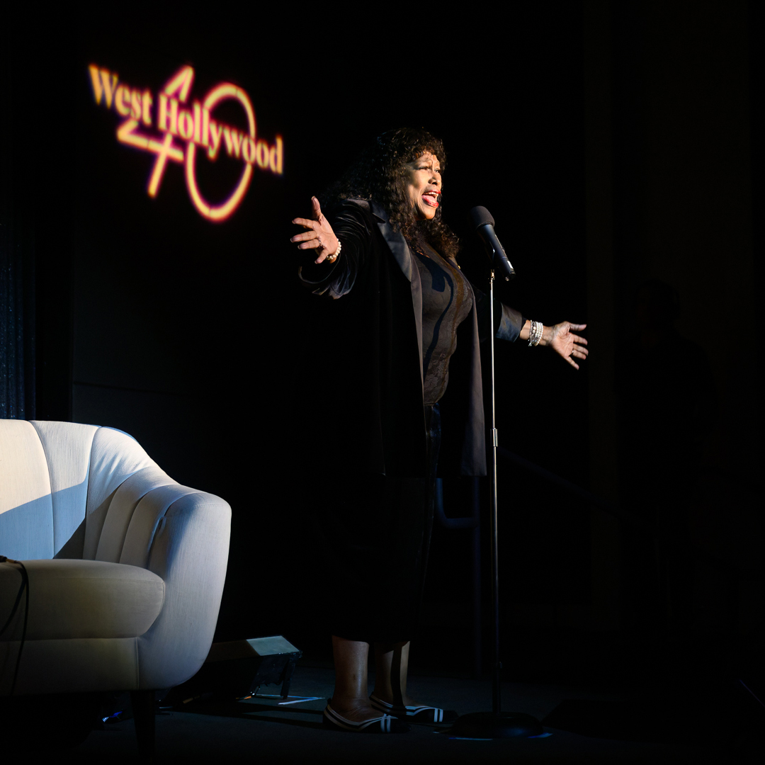 Performance at the 2024 West Hollywood Day celebration featuring the WeHo 40th Anniversary logo designed by Kilter.
