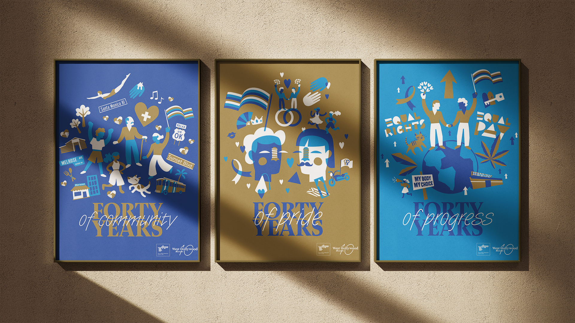 City of West Hollywood 40th anniversary celebration posters designed by Kilter