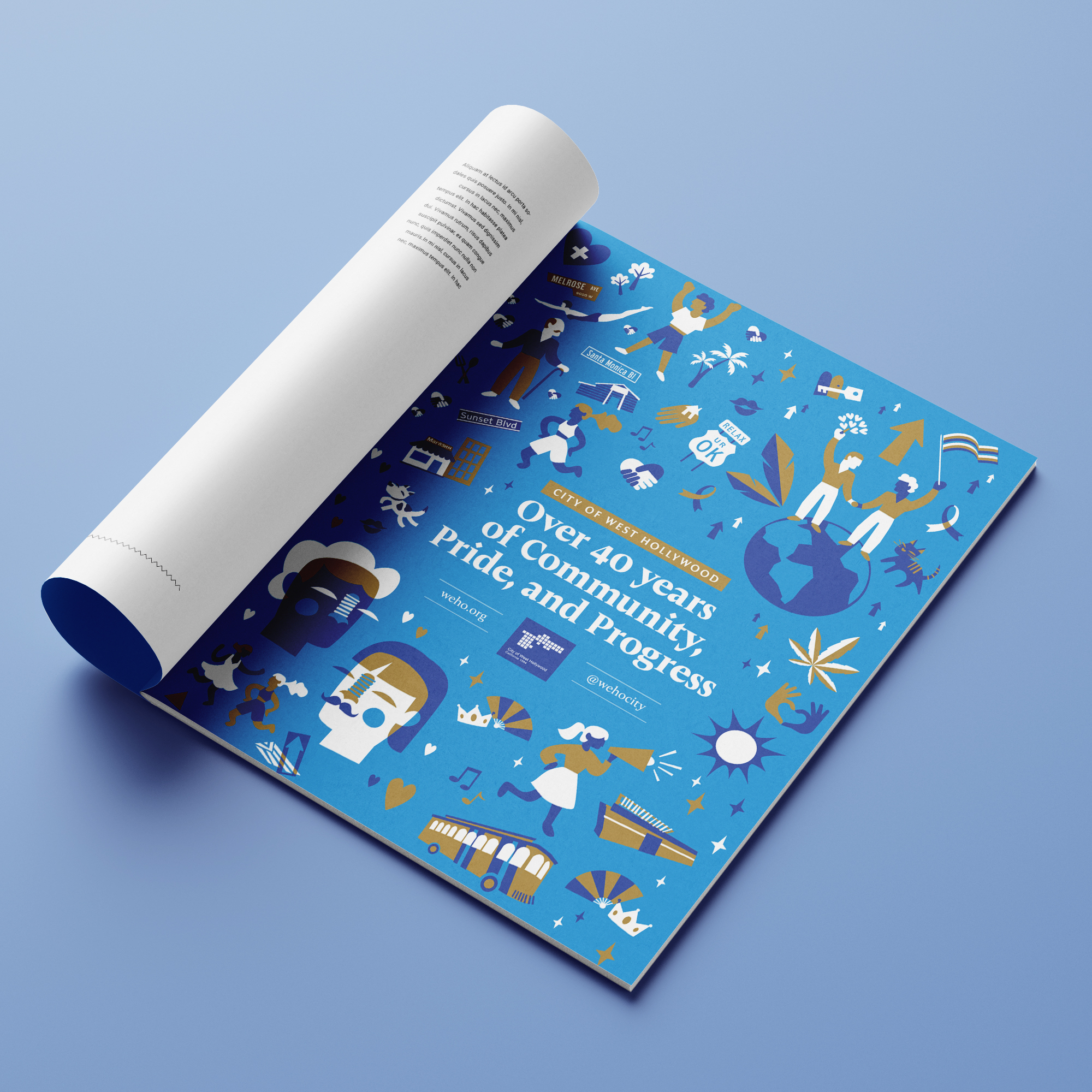 City of West Hollywood 40th anniversary magazine ad designed by Kilter
