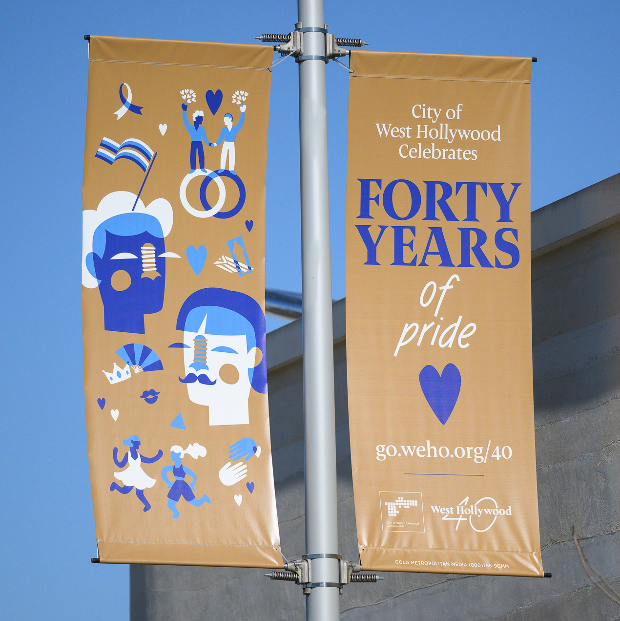 City of West Hollywood 40th anniversary street banners designed by Kilter