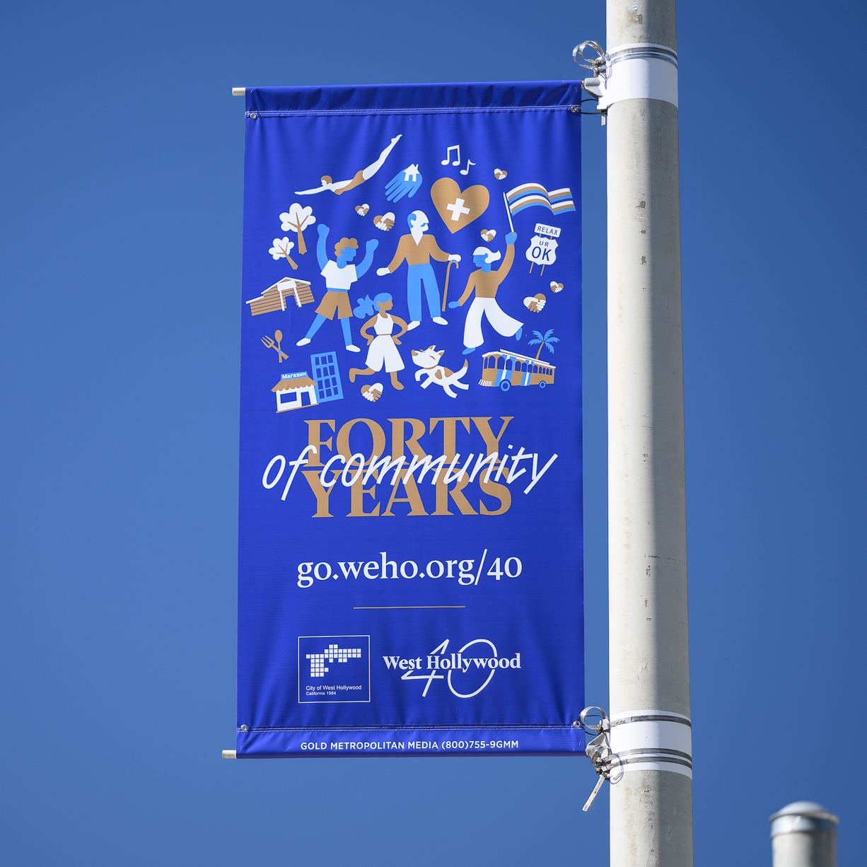 City of West Hollywood 40th anniversary street banner designed by Kilter
